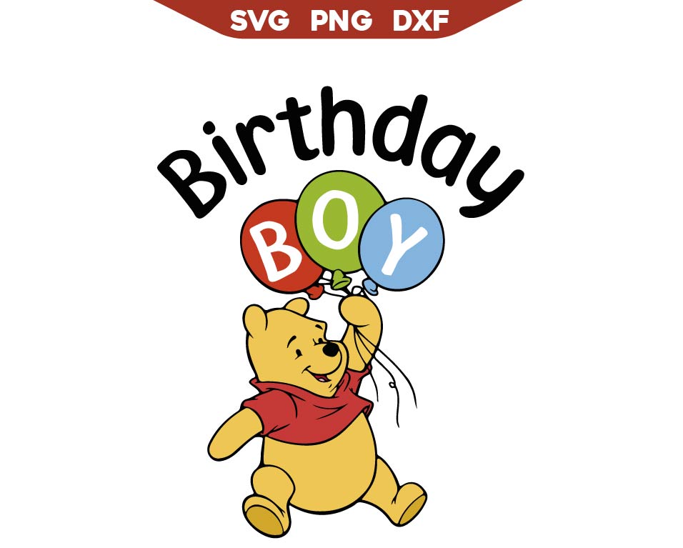 Pooh Birthday Boy Svg Png