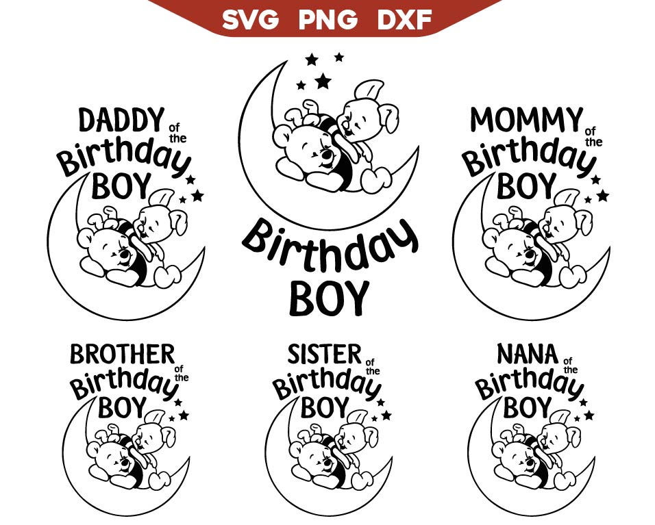 Pooh Party Outline Svg Bundle