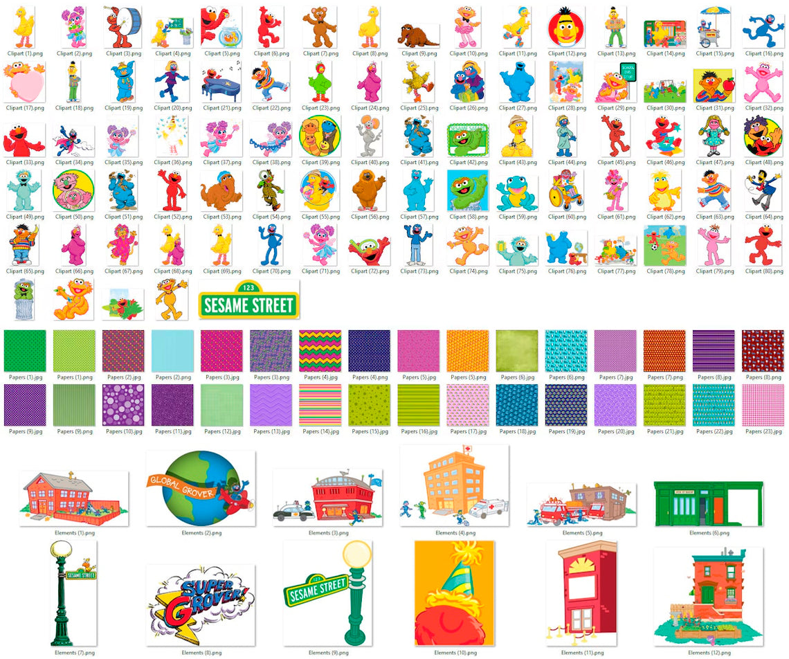 Bundle Sesame Street Friends Png, Papers Digital Png 2