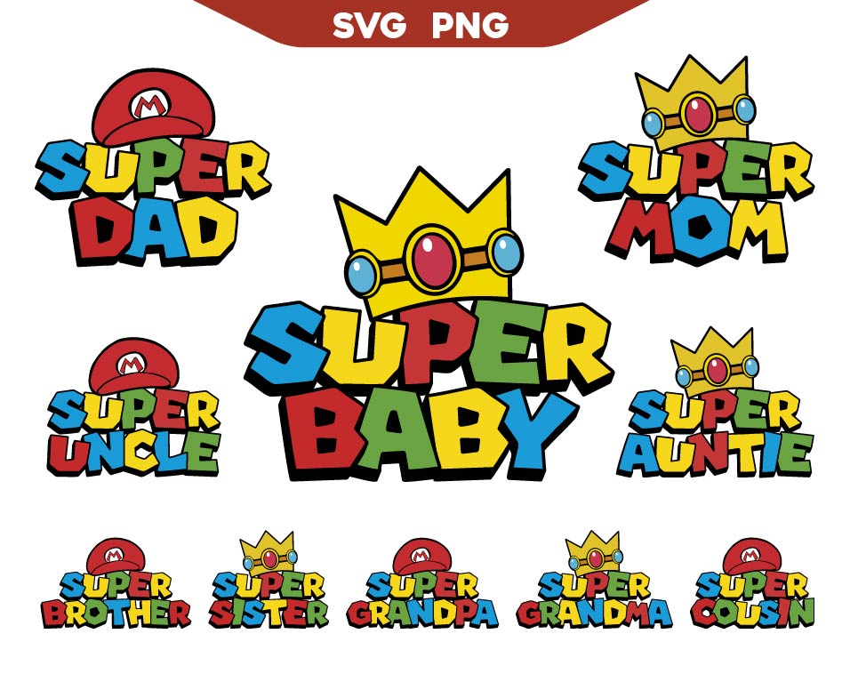 Super Baby Birthday Girl Svg, Mario Bros Birthday Svg Bundle