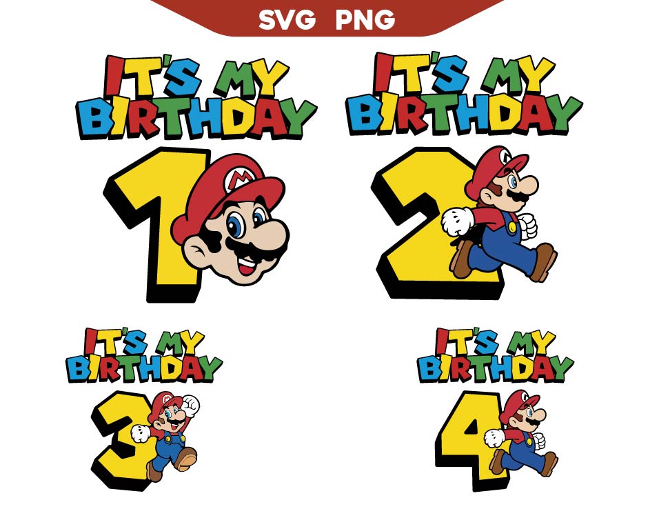 Super Mario Birthday 2nd to 4th Svg Bundle