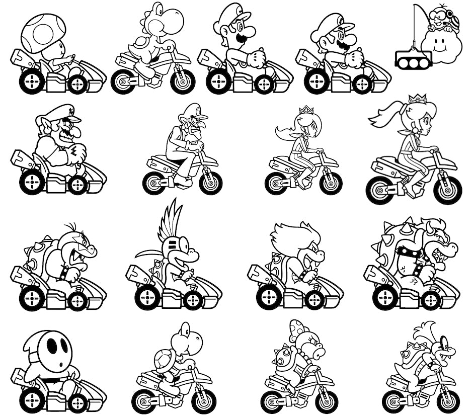 Super Mario Kart Outline Svg Bundle