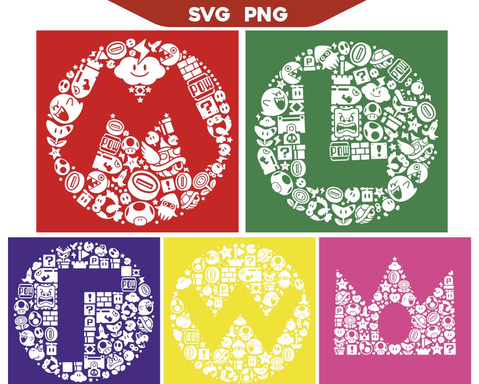 Super Mario Mosaic Svg Bundle