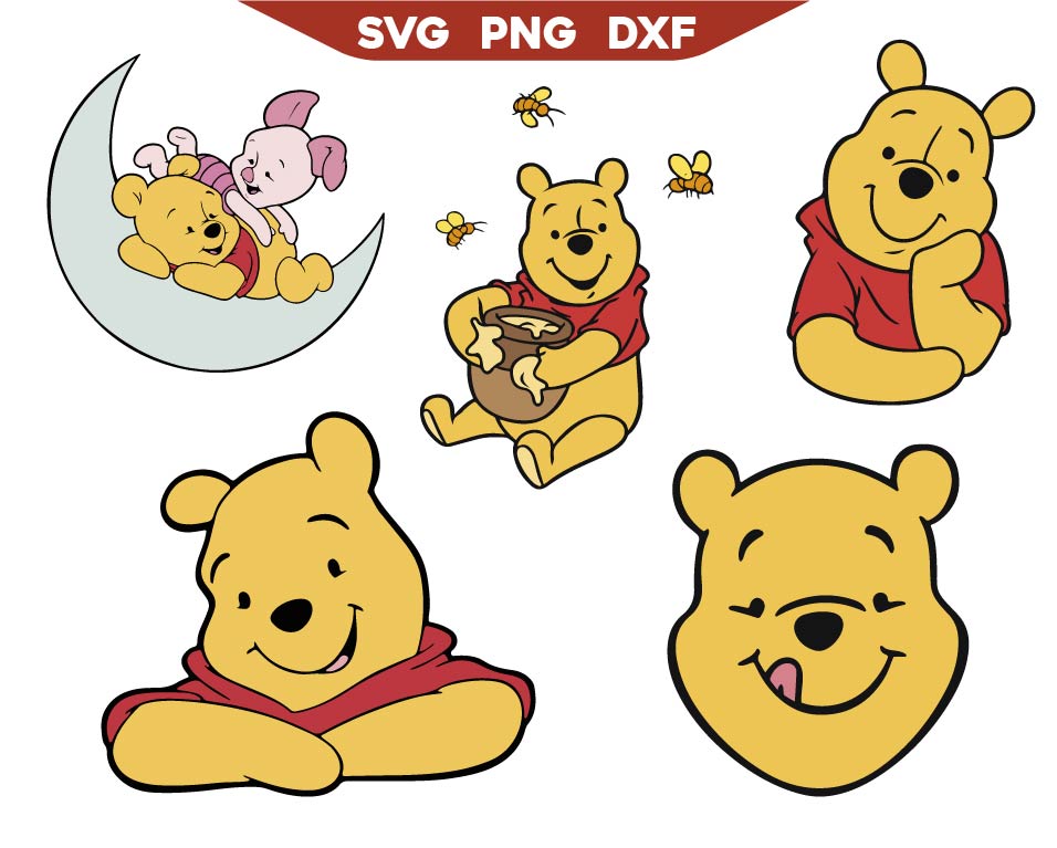 Winnie The Pooh Face Svg Png Pack